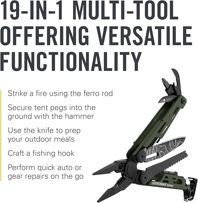 LEATHERMAN, Signal, 19-in-1 Multi-tool for Outdoors, Camping, Hiking, Fishing, Survival, Durable & Lightweight EDC, Made in the USA, Topographical Print