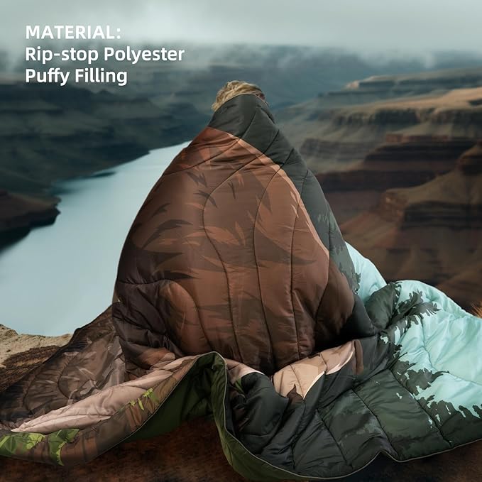 Outdoor Puffy Camping Blanket, Lightweight Windproof Warm Stadium Blanket, Packable Travel Camping Quilt for Cold Weather,Hiking, Backpacking,Sleeping, Hammock, Adventure 78"x 56"