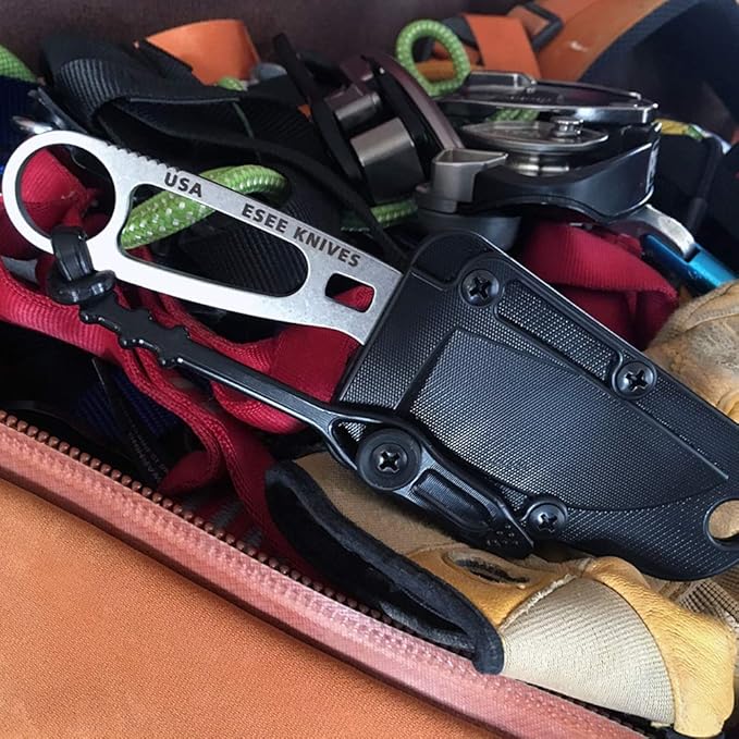 ESEE Imlay SAR Swiftwater Rescue Knife, Sheath, Clip Plate, Retention Strap (Black Sheath)