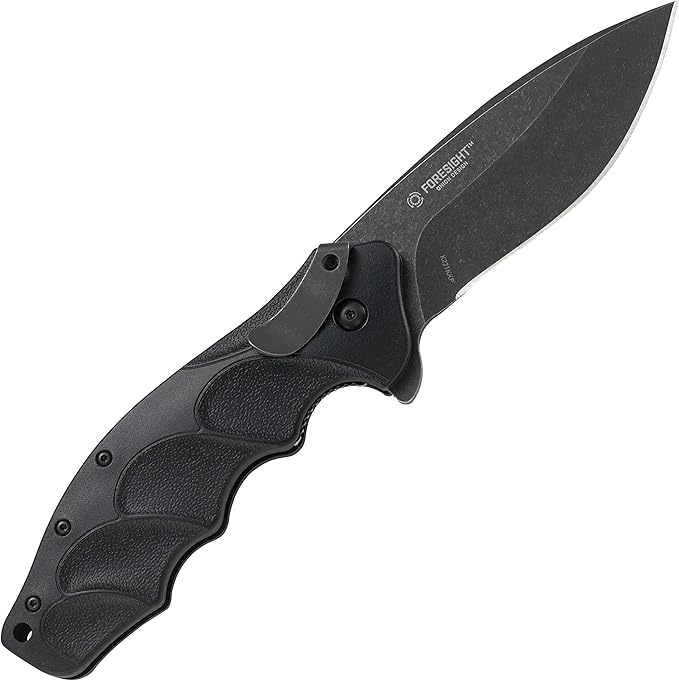 CRKT Foresight EDC Assisted Folding Pocket Knife: Urban Everyday Carry, Black Blade, IKBS Ball Bearing Pivot, Liner Lock, Grooved Glass Reinforced Nylon Handle, Deep Carry Pocket Clip K221KKP