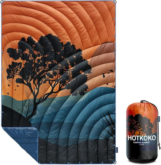 Camping Blanket,Lightweight Down Alternative Puffy Printed Camping Blanket Packable Outdoor Blanket for Camping,Traveling, Stadium, Hiking, Picnics