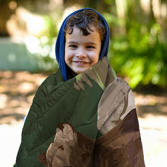 Outdoor Puffy Camping Blanket, Lightweight Windproof Warm Stadium Blanket, Packable Travel Camping Quilt for Cold Weather,Hiking, Backpacking,Sleeping, Hammock, Adventure 56"x 40"