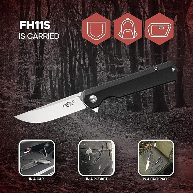 Firebird GANZO FH11S-GB Pocket Folding Knife D2 Steel Blade G10 Anti-Slip Handle with Clip Hunting Fishing Camping Gear Outdoor Folder EDC Pocket Knife (Green)