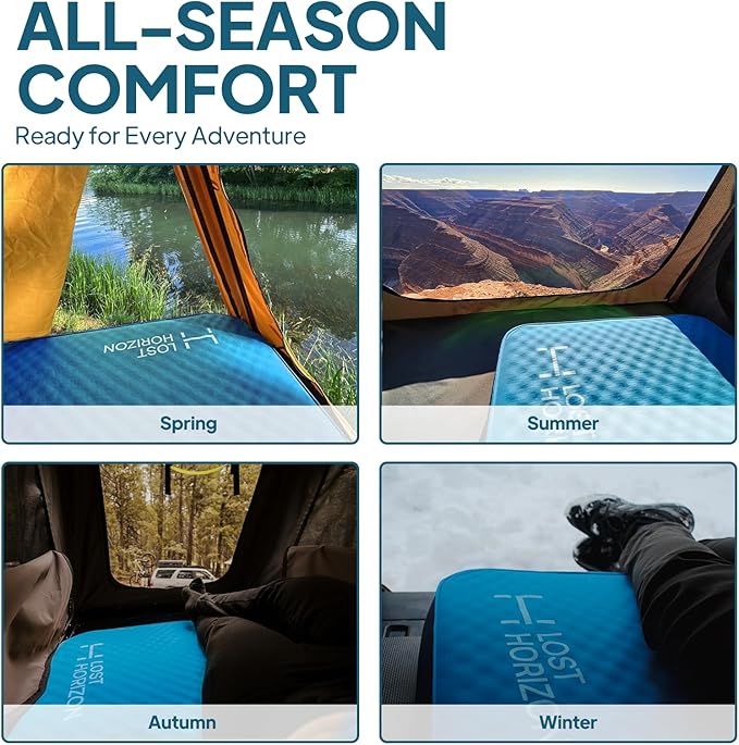LOSTHORIZON Air & Foam Camping Mattress, Self-Inflating Sleeping Pad, 4.5" Thick, with Air Pump, Cot