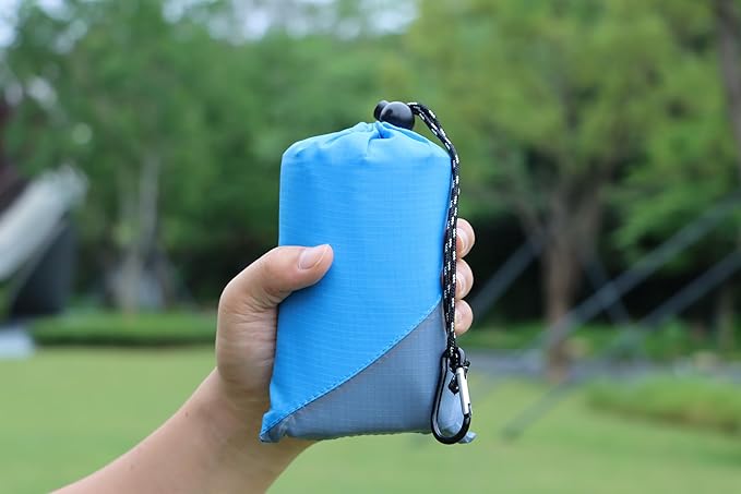 Orga'Neat Pocket Blanket -Compact Picnic Blanket, Beach Blanket Sandproof, 55”x60” Packable Lightweight Fast Dry Small Tarp Mat for Hiking Concert Travel Festivals, Water-Resistant, Fit in Small Bag