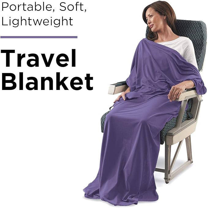 SAGEFINDS Airplane Travel Blanket | Compact Throw Blanket for Camping and Hiking | Converts into a Pillow | Travel Gift | Soft Jersey Knit | Fits in Backpack | Attaches to Luggage | Travel Essential