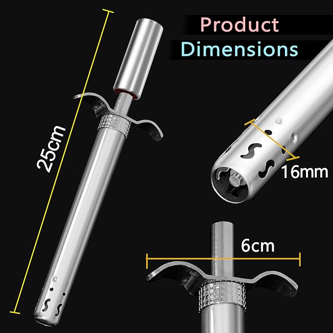 Easy Grip Premium Waterproof Stainless Steel Matt Finish Regular Gas Lighter for Gas Stove, Restaurants & Kitchen Use - Silver