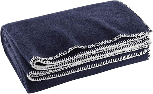 M MCGUIRE GEAR Heavy Duty Wool Military Camping, Survival, and First Aid Blanket, Mil-Spec Fire Retardant 64" x 90" (Navy)