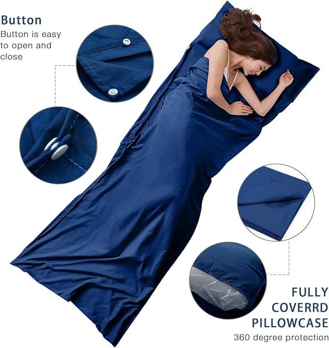 Travel and Camping Sheet Sleeping Bag Liner - Lightweight Compact and Portable Adult Sleeping Bag - Ideal for Traveling,Hostels and Camping