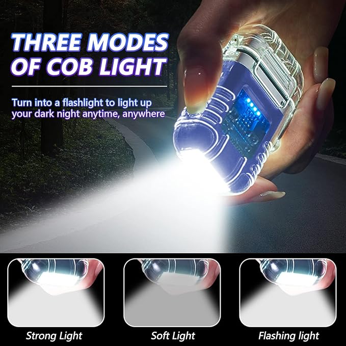 BABOBIU Electric Lighter Plasma Lighter Portable Windproof Lighter Waterproof Flameless USB Rechargeable Lighter Candle Lighter with Type-C Fast Charging for Camping, Hiking, Adventure (Blue)
