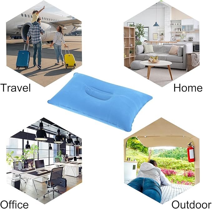 PATIKIL Inflatable Pillow, 2 Pack Squared Ultralight Camping Travel Pillow Desk Rest Neck Support for Hiking Backpacking Office, Blue