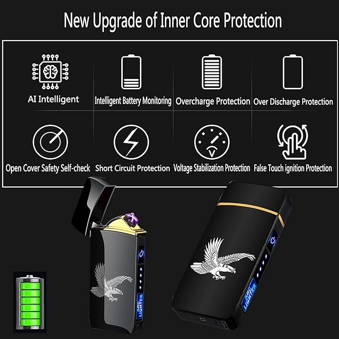 Arc Lighter, Smart Electric Lighter, USB Rechargeable Lighter Windproof Flameless Lighter Lightweight Plasma Lighter for Fire,BBQs,Fireworks,Candle,Camping - Outdoors Indoors (T3-Black)