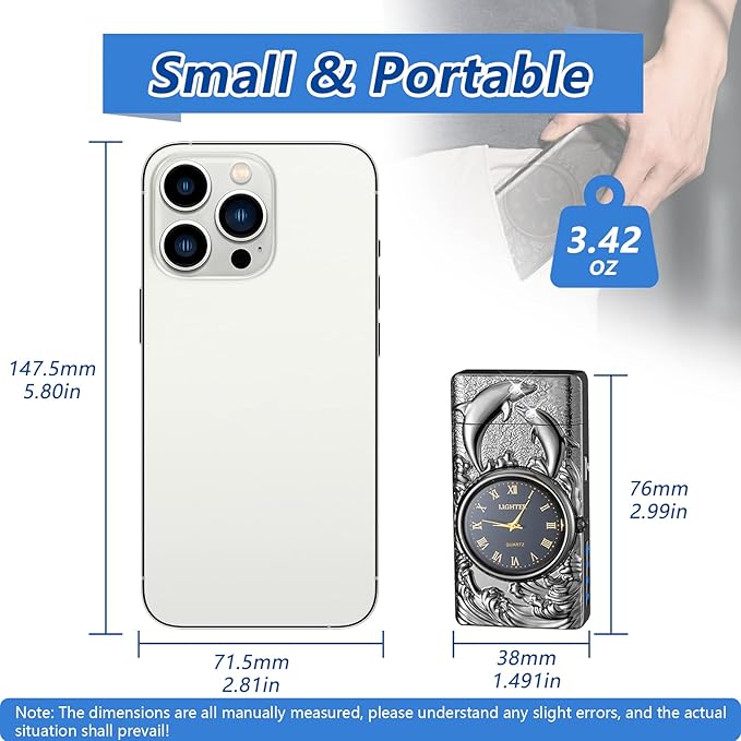 Electric Lighters Rechargeable USB Lighter Flameless Windproof Plasma Arc Lighters with Watch dial Electronic Lighter Candle Unique Fancy Cool Lighters for Candle (Black)
