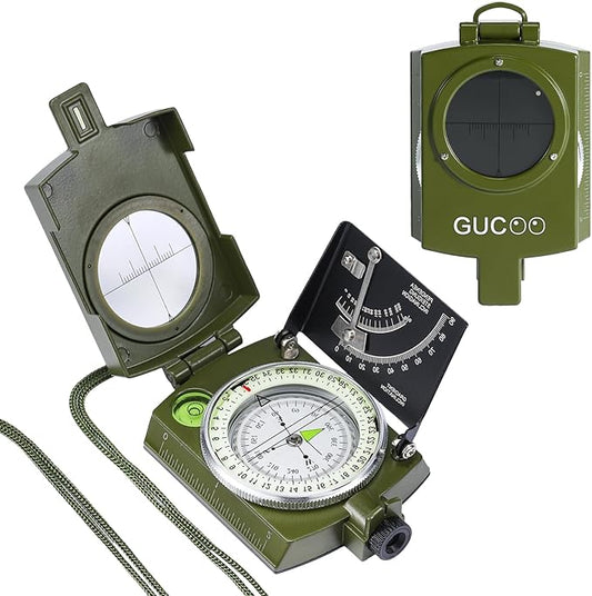 Military Lensatic Compass for Hiking Survival Camping Hunting Gifts Army Waterproof Pocket Compass for Men Magnetic Map Metal Tactical Large Navigation Tritium Compass with Mirror