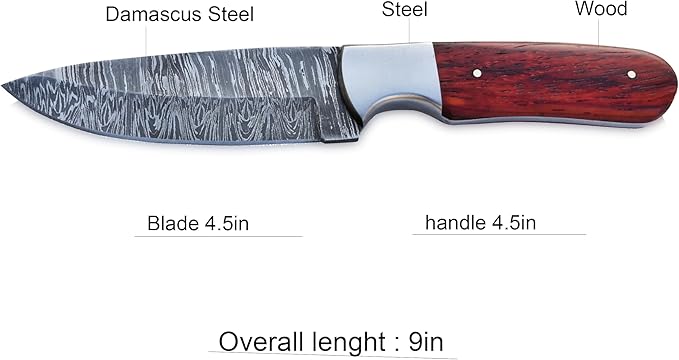 | Viking Heritage Skinner Knife – Expertly Crafted with Damascus steel for Precision Hunting and Field Dressing: Embrace the Timeless Elegance of Craftsmanship with this Razor-Sharp