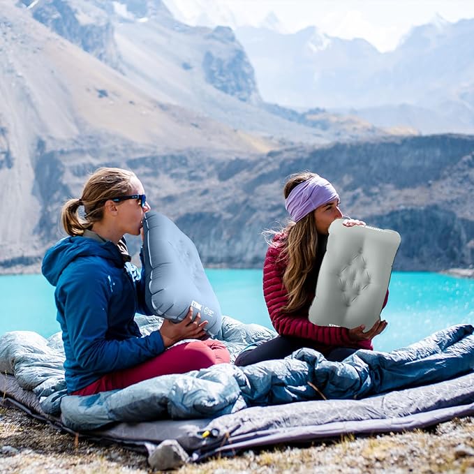 Backpacking Camping Pillow,Ultralight Inflatable Travel Pillow (11.8x16.9in) for Neck Lumbar Support,Ergonomic Lightweight Compact Hiking Blow Up Pillow for Outdoor Beach Airplane Offices