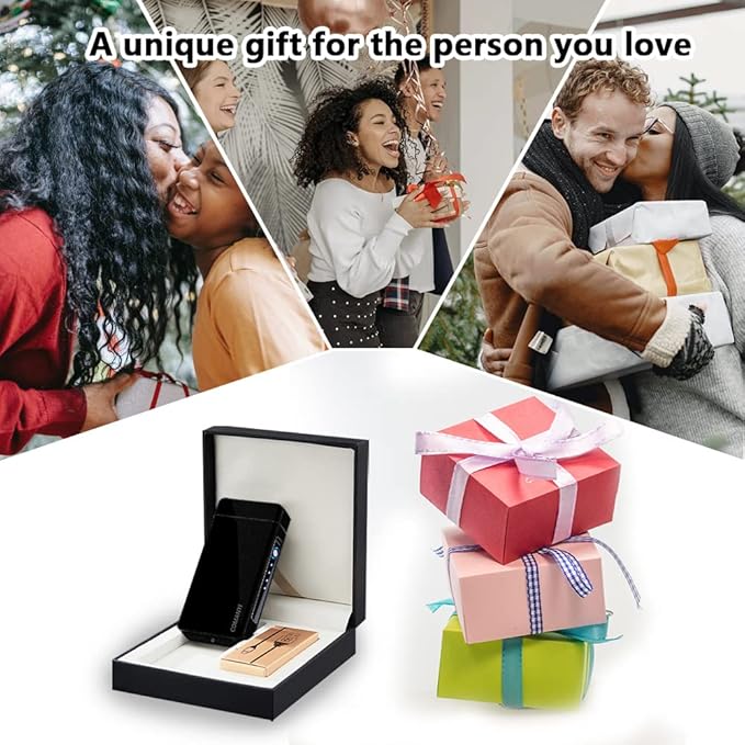 Electric Lighter Rechargeable USB Torch Lighter Plasma Big Flame Arc Lighter Windproof Cool High Power Candle Lighter with Gift Box for Holiday, Birthday, Gift for Men and Women (Matte Black)