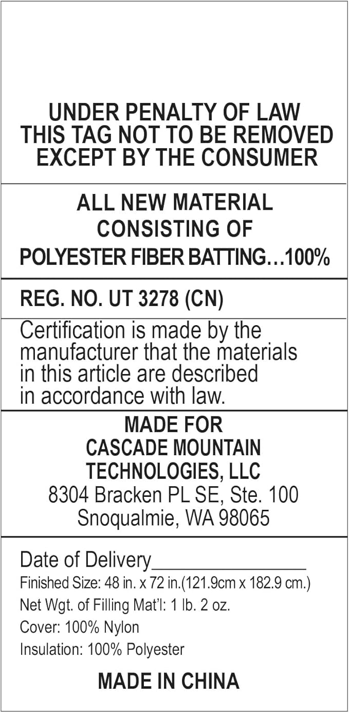 Cascade Mountain Tech Camping Blanket - Lightweight Outdoor Blanket for Camping, Picnics, Concerts, and Travel - 72" x 48"