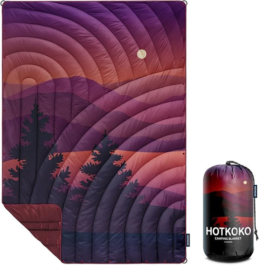 Camping Blanket,Lightweight Down Alternative Puffy Printed Camping Blanket Packable Outdoor Blanket for Camping,Traveling, Stadium, Hiking, Picnics