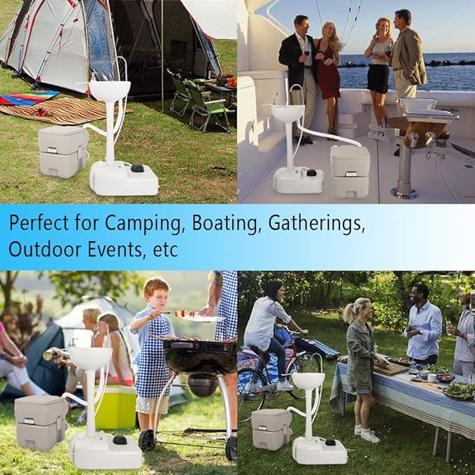 Outdoor Garden Camping Hand Sink with Portable Toilet, Removable Hand Washing Basin Sanitary Ware for RV/Kitchen/Indoor (2020 version)