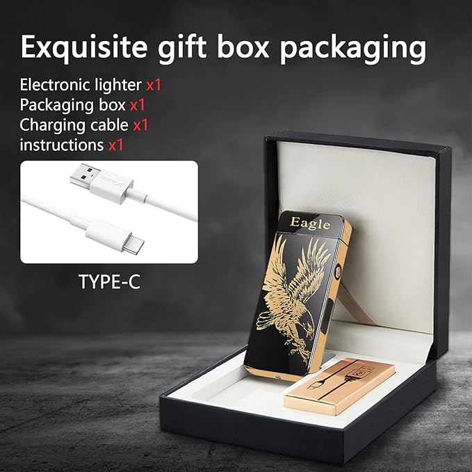 Arc Lighter Electric Lighters Rechargeable USB Lighter Windproof Flameless Plasma Lighter Candle Lighters, Cool lighters for Candle, Incense Stick(Eagle)