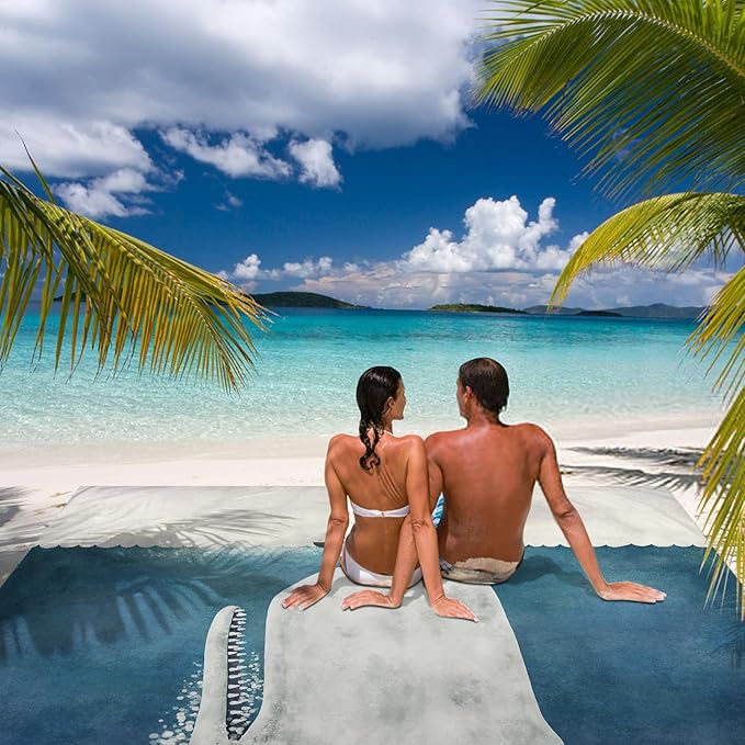 Beach Blanket Sandproof, Large Waterproof Foldable Picnic Blanket 78''×86'' 4 Adults, Lightweight Portable Sand Free Beach Mat Accessories with 4 Stakes for Outdoor, Travel, Camping - White Whale