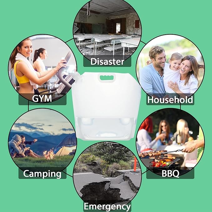 42Gallon(160Litres) Water Storage Containers, Emergency Water Storage 16PCS×2.6Gallon/10L,Collapsible Water Containers, for Fishing, Camping, Hiking&Survival Kit.