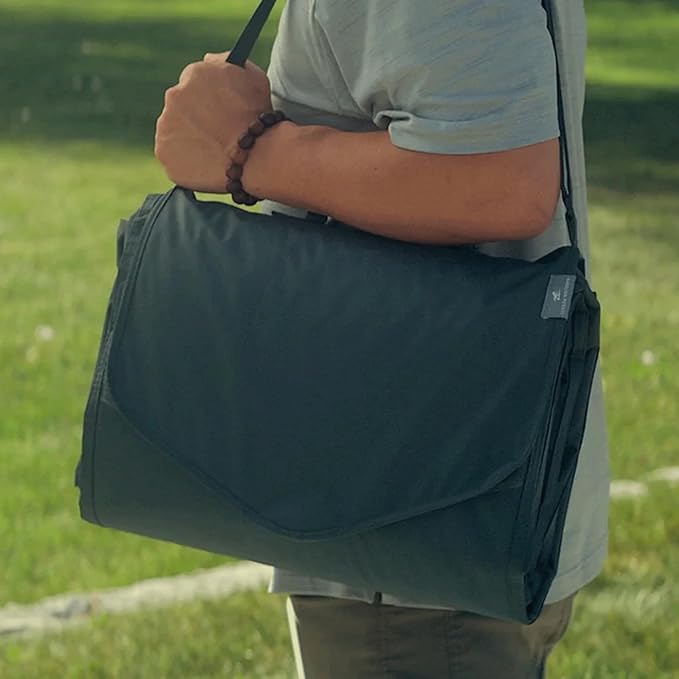 Little Unicorn Outdoor Family Picnic & Beach Blanket, Water-Resistant, Compact Fold, Large Size, 5 x 7 feet, (Chroma Rugby Stripe)