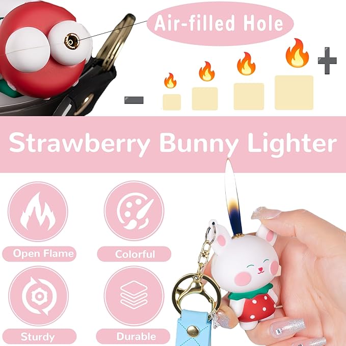 Cute Cartoon Animal Lighter Butane Refill, Pretty Aesthetic, Unique for Women Candles Gifts Camping BBQ (No Butane Fule) (23#)