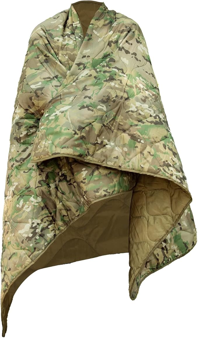 Poncho Liner Military Woobie Blanket Multicam Camo Woobie with Compression Carry Bag for Outdoors Hiking Jungle Hunting Gear