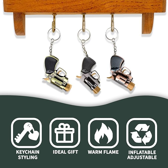 Cool Torch Lighter Refillable Metal Keychain Jet Flame Lighters Vintage Novelty Lighter for Fireplace Candle Camping BBQ (Without Butane Gas/Kerosene) (09)