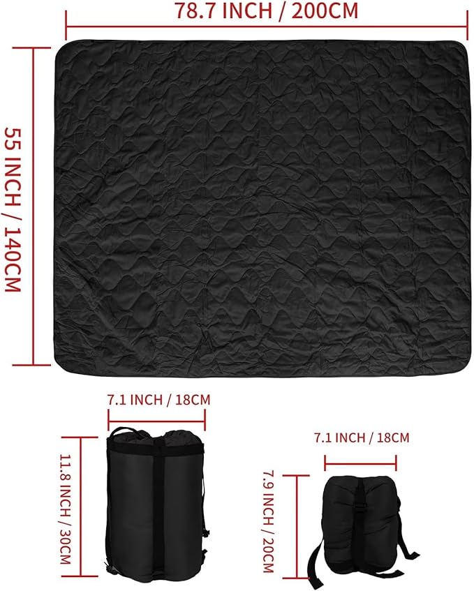 Poncho Liner Military Woobie Blanket Multicam Camo Woobie with Compression Carry Bag for Outdoors Hiking Jungle Hunting Gear