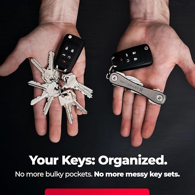 KeySmart Rugged Key Organizer for Men - Compact Multi-Tool Key Holder with Bottle Opener and Pocket Clip (Up to 14 Keys)