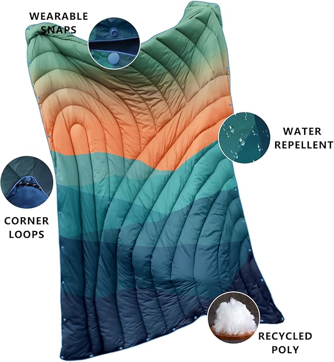 Camping Blanket,Lightweight Down Alternative Puffy Printed Camping Blanket Packable Outdoor Blanket for Camping,Traveling, Stadium, Hiking, Picnics