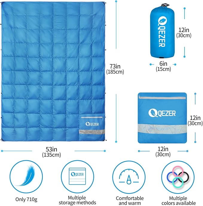 Down Camping Blanket,600+Fill Power,Foldable Into a Pillow,Light,It is The Best Choice for Outdoor Activities, Picnics, Beaches, and Travel.