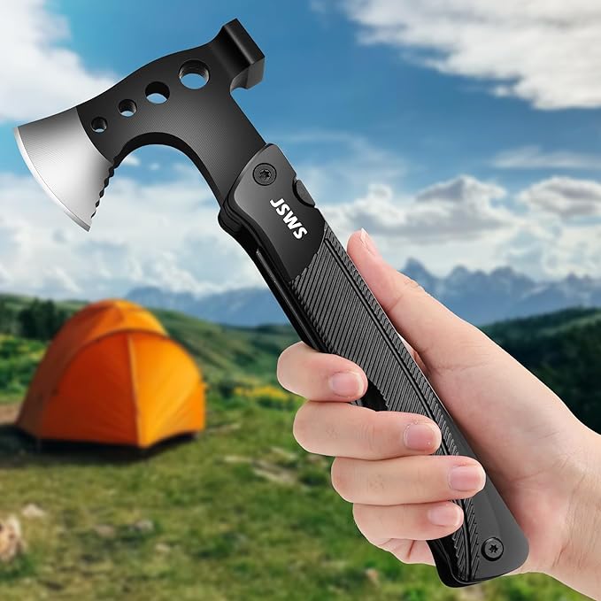 Multitool Axe Hammer 14-in-1 Portable Hatchet with 3.15'' Knife Blade Bottle & Can Opener Screwdriver Saw Christmas Gifts for Men Dad Husband Boyfriend Perfect for Camping Fishing Survival