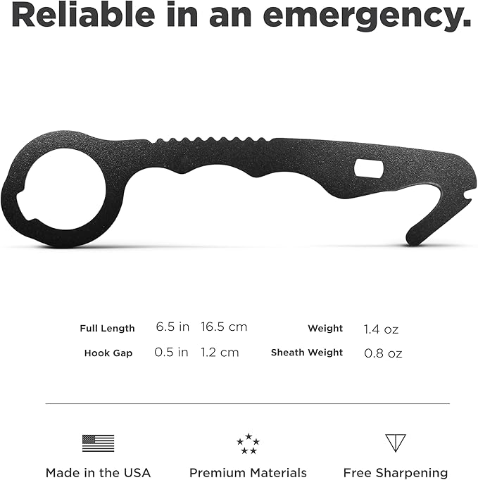 Benchmade - Hook Safety Cutter and O2 Wrench with Black 440C Handle (8 BLKWMED)