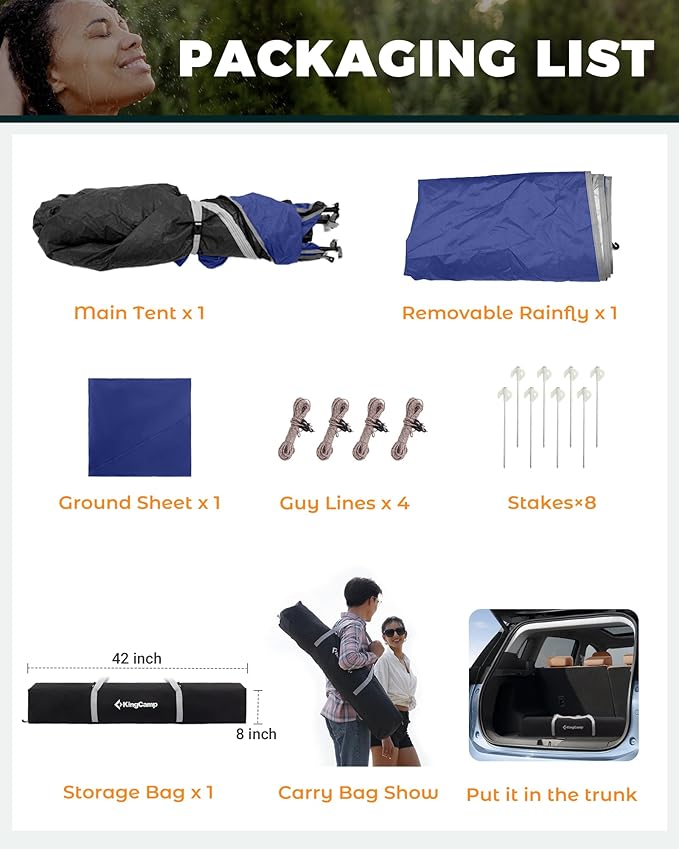 KingCamp Camping Shower Tent, Instant Portable Privacy Shelter, 1/2 Room Large Outdoor Toilet Tent with Floor, Water-Resistant, Windproof & Easy Setup for Beach, Camping & Hiking