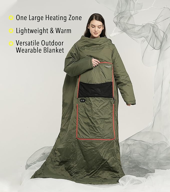 Teenager Tight Fit Battery Heated Blanket Adult 12V DC, Outdoor Heated Blanket Heated Cushion Blanket with Sleeve for Camping Outdoor