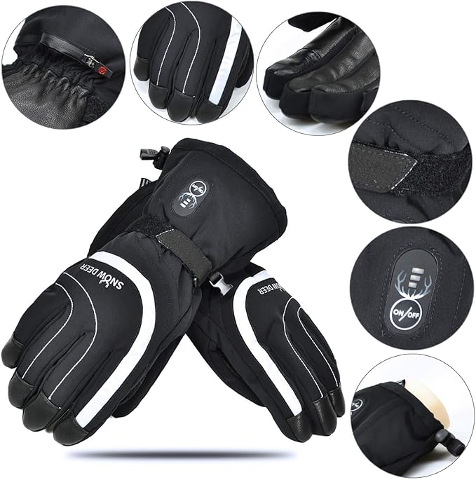SNOW DEER Heated Gloves Electric Upgraded Men Women 7.4V Rechargeable Battery Gloves,Heated Motorcycle Glove Mittens