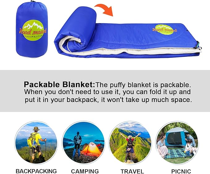 Camping Blanket Travel Blanket for Camping, Hiking, Beach outings - Waterproof -52" x 75"(Deep Blue)
