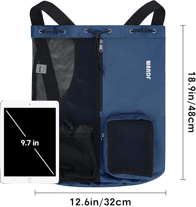 WANDF Swim Bag Mesh Drawstring Backpack with Wet Pocket for Swimming, Gym, and Workout Gear