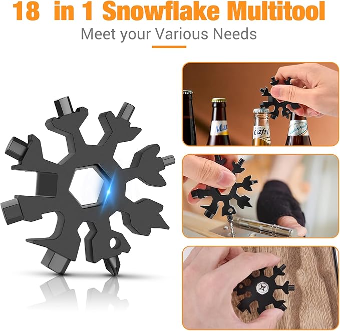 Stocking Stuffers for Men Adults, Gifts for Men 18 in 1 Snowflake Multitool, Mens Gifts for Christmas, Cool Gadgets for Men, Christmas Gifts for Men Unique, Dad Gifts for Men Who Have Everything