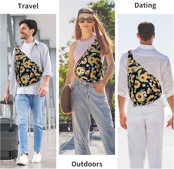 HUA ANGEL Crossbody Sling Bag for Men & Women Lightweight Waterproof Chest Shoulder Bag for Travel Hiking & Everyday Use