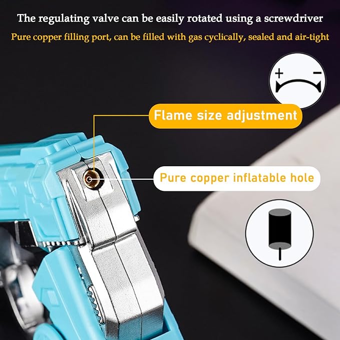 Torch Lighter, Foldable Cool Design Lighters, Windproof Adjustable Jet Flame Lighter Butane Refillable, Great Gifts for Men Women, Lighters for Candle, Kitchen, Camping, BBQ(Without Gas)-Blue