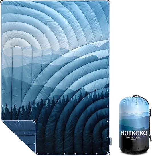 Camping Blanket,Lightweight Down Alternative Puffy Printed Camping Blanket Packable Outdoor Blanket for Camping,Traveling, Stadium, Hiking, Picnics
