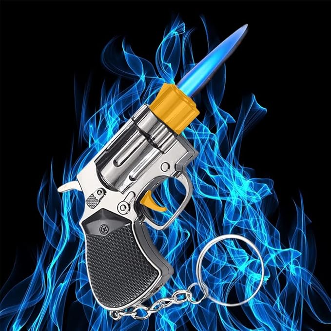 Torch Lighter,Cool Lighers,Metal Keychain Jet Flame Adjustable Lighter,Cool Blue Flame Party Candle Kitchen BBQ Fire Camping Gifts for Men (No Gas) (Black)