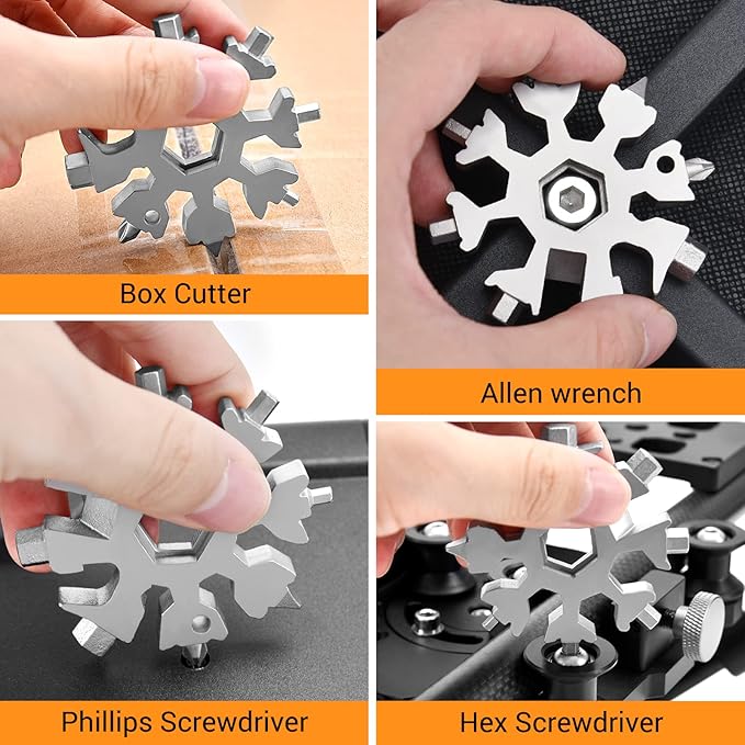Gifts for Men, Stocking Stuffers for Men, 18 in 1 Snowflake Multitool, Christmas Gifts for Men, Gfits for Dad, Dad Gifts for Men Who Want Nothing, Cool Gadgets for Mens Gifts, Camping Essentials