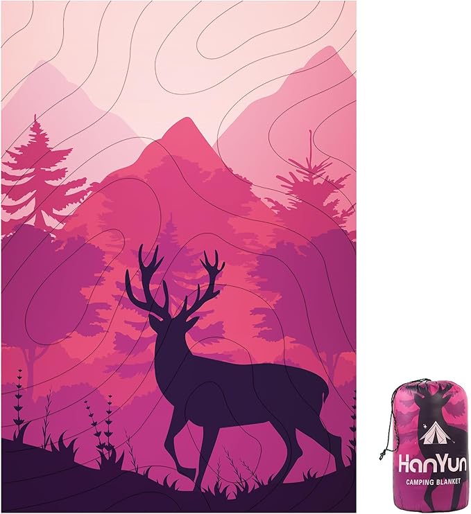 HANYUN Camping Blanket - Outdoor Travel Blanket, Waterproof Quilt for Camping, Stadium, Hiking, Beach Trips, Concerts& Festival - 52"x75" Rhombus Quilting Blanket