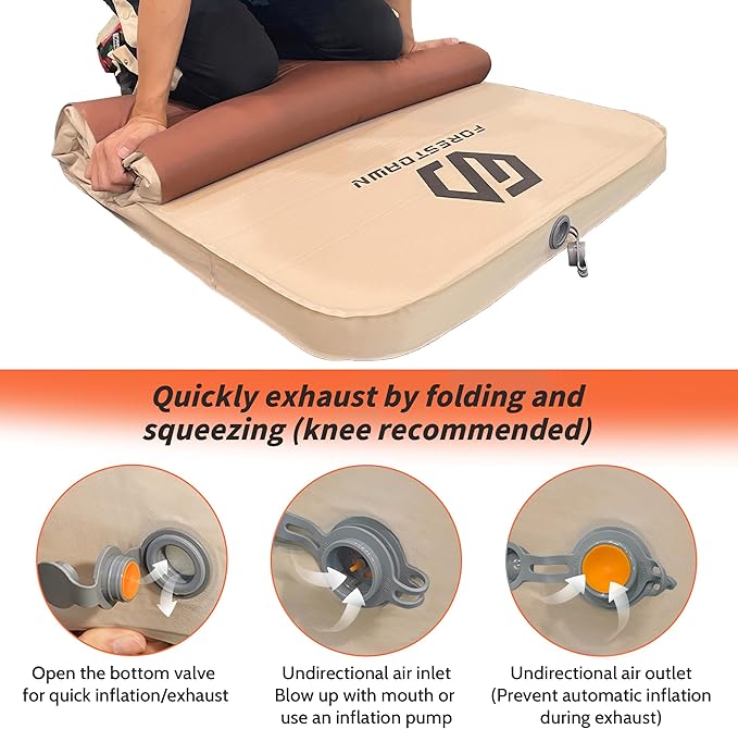 Self Inflating Sleeping Pad, 2.7" Extra Thick Memory Foam Camping Pad, 60S Fast Air Self-Inflating Camping Mattress Pads, 4 Season Sleeping Mat for Camping Rooftop Tent Car Truck Van